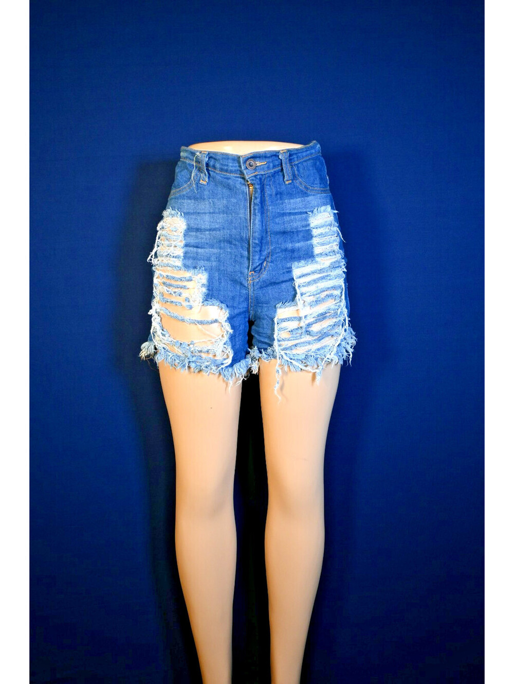 Aphrodite High Rise Heavily Distressed Denim Shorts Size M